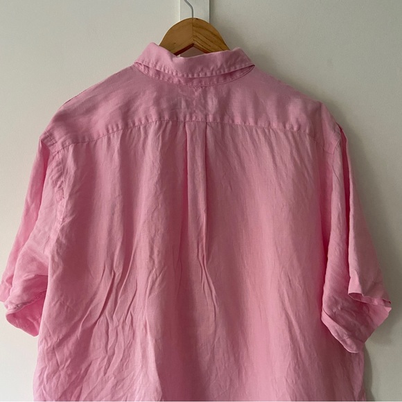 Ralph Lauren Linen Shirt Pink 2XL Short Sleeve Pony - Picture 7 of 8
